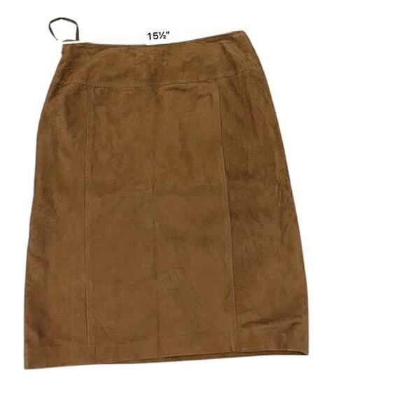Lauren Ralph Lauren 100% Suede Camel Skirt Size 10 - Picture 4 of 6